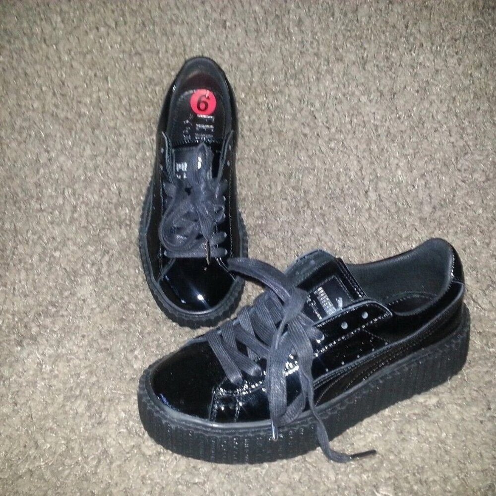 FENTY-PUMA by Rihanna Black Creeper-Crinkled Patent Leather-Sz 6-NWT